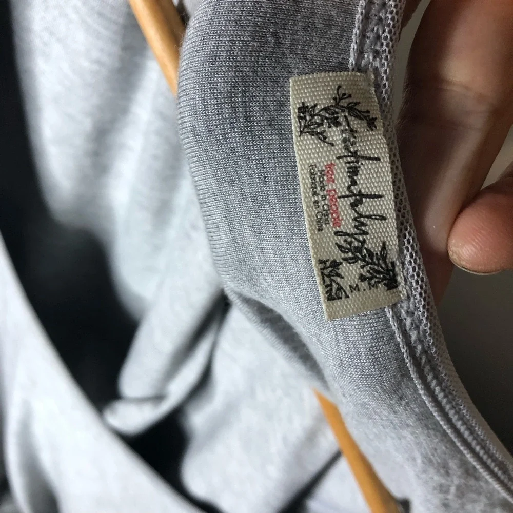 Free People Intimately Free Jersey L/S Bodysuit Sz M Scoopneck Gray Minimalist